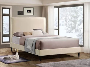 Grey Or Crème Velvet Fabric Platform Bed