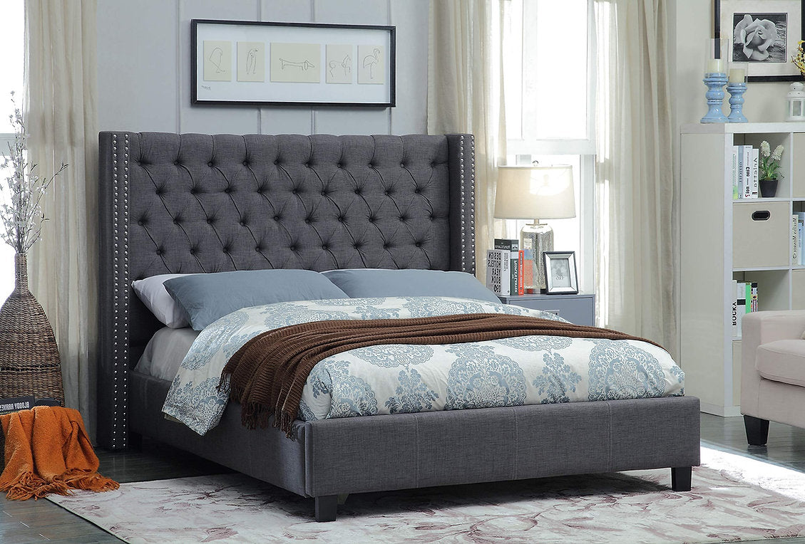 Multi Colour Platform Bed (Velvet Grey, Pink, Black, Blue, White, And Fabric Grey