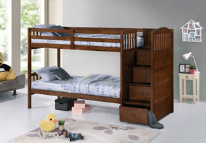 Single over Single Bunk Bed With Stairs Comes With Double On Bottom Option
