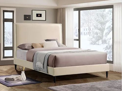 Grey Or Crème Velvet Fabric Platform Bed