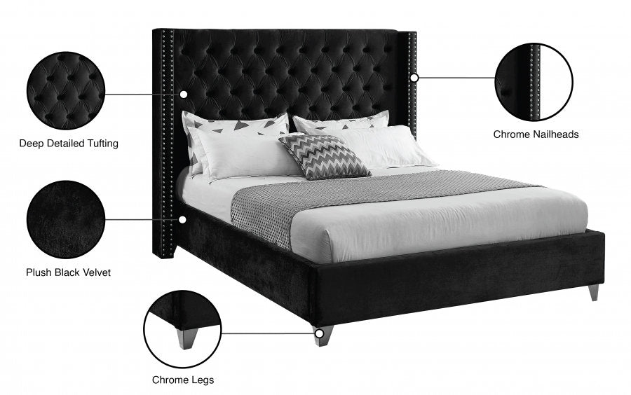 Multi Colour Platform Bed (Velvet Grey, Pink, Black, Blue, White, And Fabric Grey
