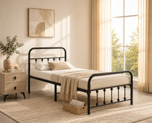 Load image into Gallery viewer, Black Metal Spindle Bedframe