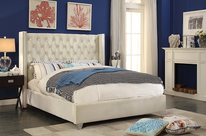 Multi Colour Platform Bed (Velvet Grey, Pink, Black, Blue, White, And Fabric Grey