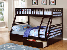 Load image into Gallery viewer, Single / Double Wood Bunk Bed - w/ Drawers B-117 Comes White, Espresso, Grey, Oak