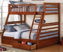 Load image into Gallery viewer, Single / Double Wood Bunk Bed - w/ Drawers B-117 Comes White, Espresso, Grey, Oak