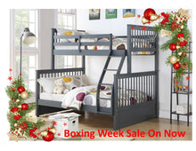 Load image into Gallery viewer, SOLID WOOD SINGLE OVER DOUBLE BUNK BED FRAME 122