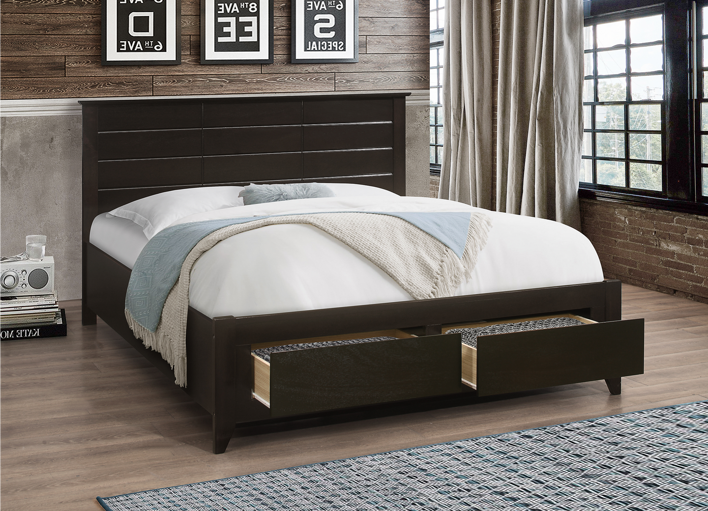 IF-421 Wooden Platform bed With Drawers