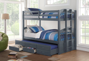 SINGLE/SINGLE BUNK BED WITH TRUNDLE & DRAWERS