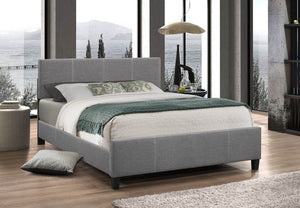 Platform Bed Light Grey Fabric Finish 137