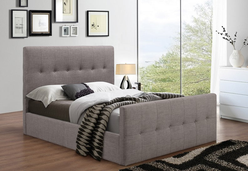 198 Platform Bed Grey Tuffed Fabric