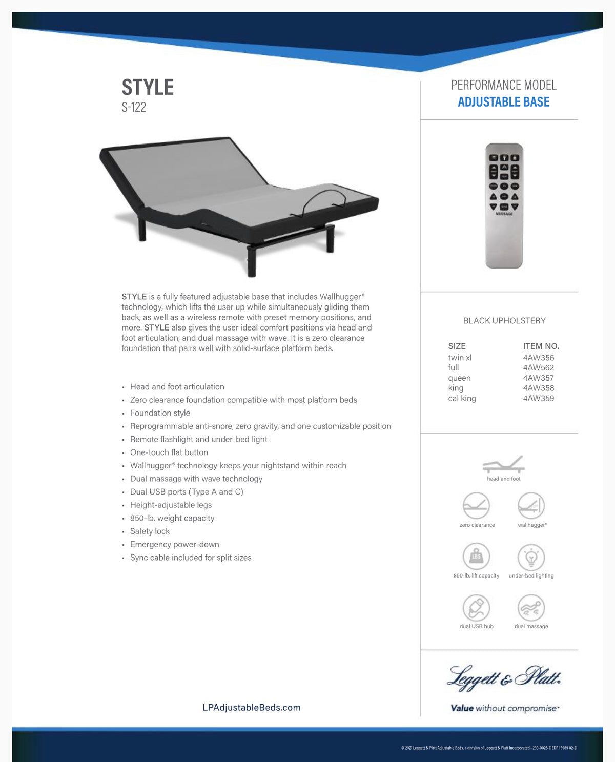 Leggett & Platt S-Cape HF 2.0 Adjustable base