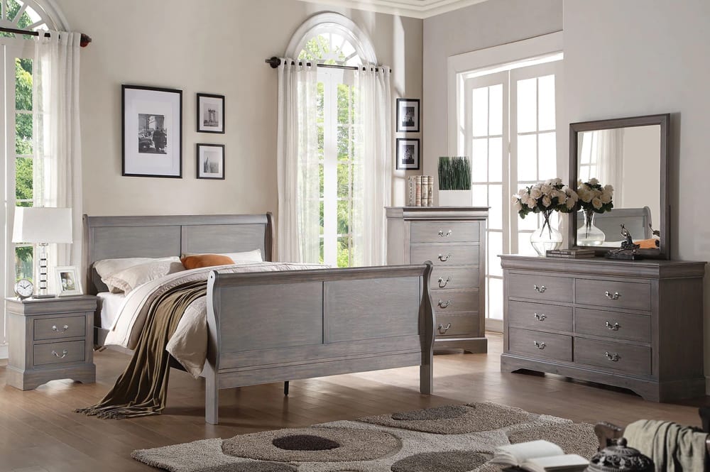 Louis Phillipe Bedroom Set (Grey) Set Complete or By Piece