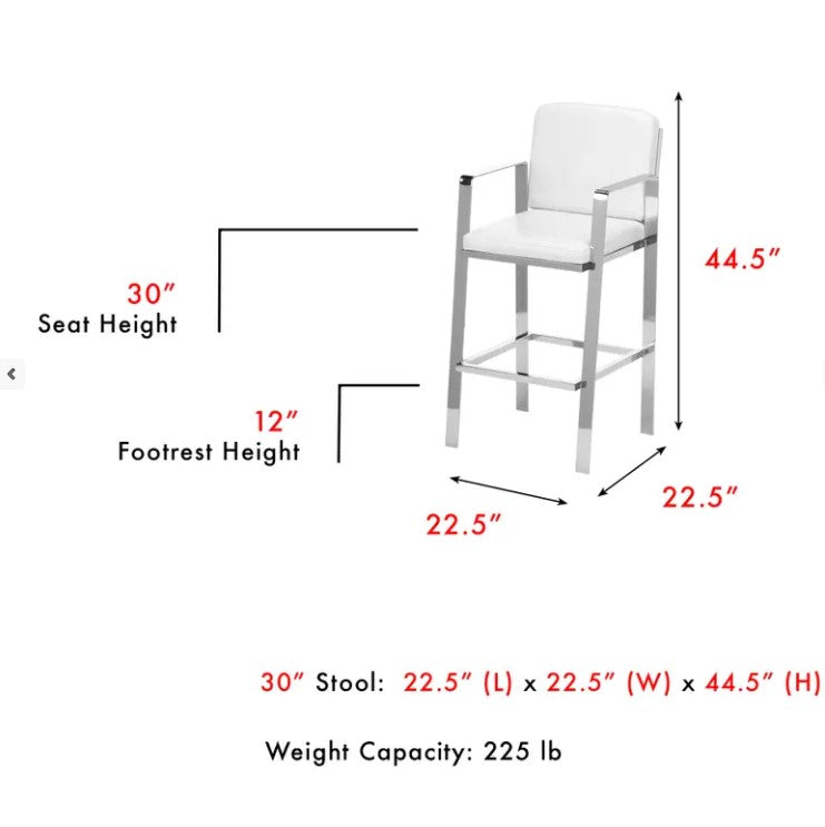 Juneau Bar Stool with Nickel Finished Metal Frame ( New In Box )