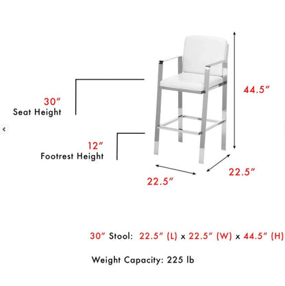 Juneau Bar Stool with Nickel Finished Metal Frame ( New In Box )