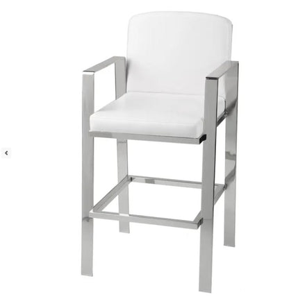 Juneau Bar Stool with Nickel Finished Metal Frame ( New In Box )