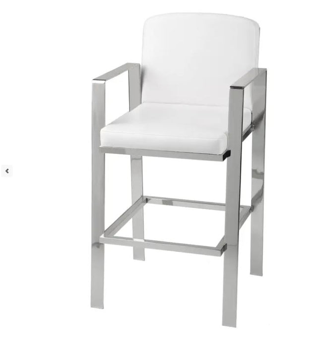 Juneau Bar Stool with Nickel Finished Metal Frame ( New In Box )