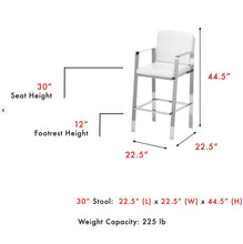 Load image into Gallery viewer, Juneau Bar Stool with Nickel Finished Metal Frame ( New In Box )