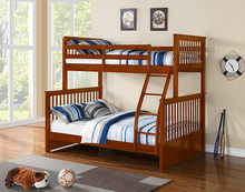 Load image into Gallery viewer, SOLID WOOD SINGLE OVER DOUBLE BUNK BED FRAME 122